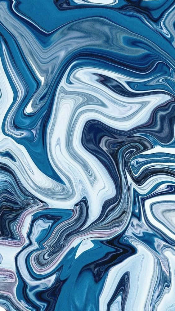 Dark Blue Pattern 桌布 壁紙 — 深藍、白色和灰色的鮮豔漩渦圖案，創造出動態的抽象流體藝術構圖。
