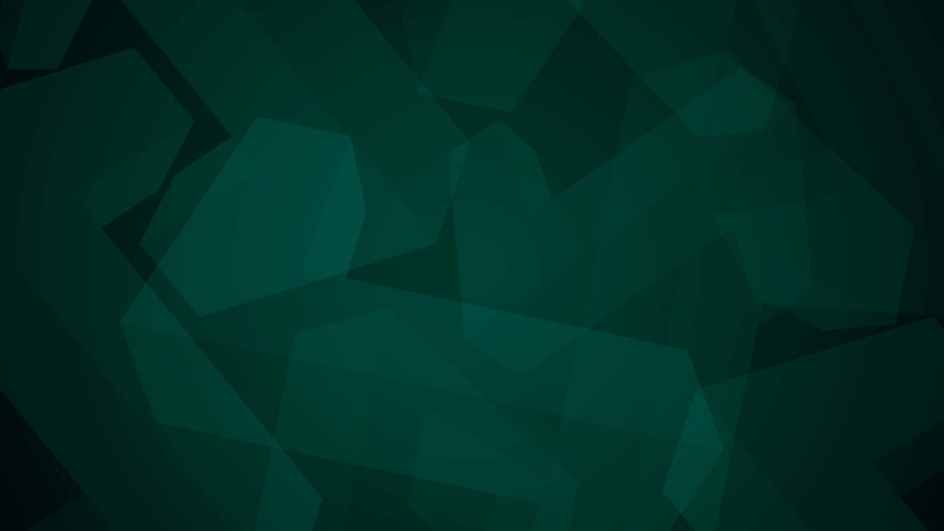 Minimalist HD Geometric Desktop 桌布 壁紙 — 深藍綠色多邊形形狀漸變為黑色的抽象幾何圖案。