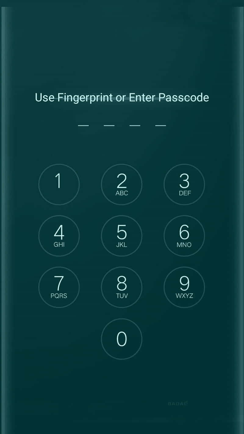Tricky Lock Screen 桌布 壁紙 — 深藍綠色智慧型手機鎖定畫面，顯示數字鍵盤和指紋登入選項。