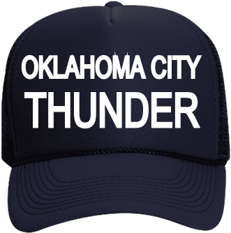 thunder 桌布 壁紙 — 深藍色卡車司機帽，黑色背景上印有粗體白色文字 Oklahoma City Thunder。