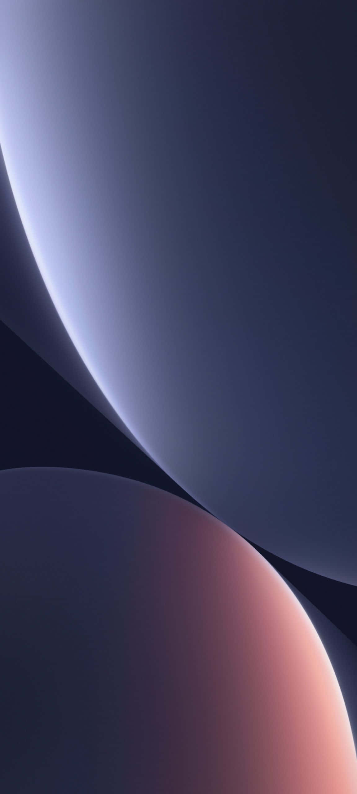 Xiaomi 桌布 壁紙 — 深藍色和柔和粉紅色的平滑漸變球體在深色背景上彎曲。