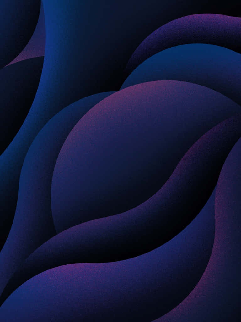 768x1024 桌布 壁紙 — 深藍色和紫色的抽象形態形成平滑流動的波浪，營造出寧靜的數位藝術構圖。
