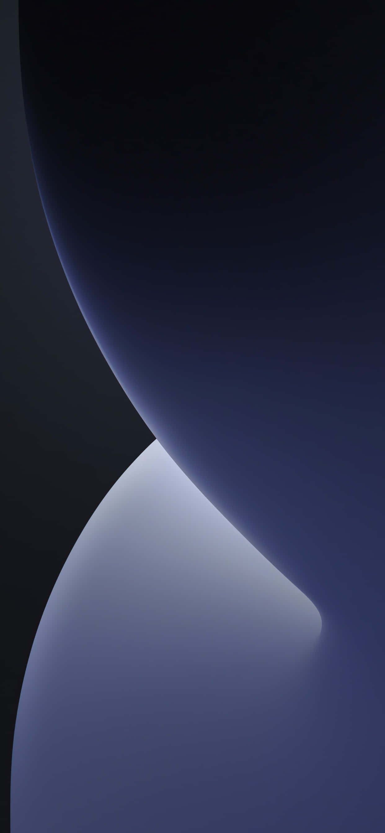 iPhone 11 Pro Black 桌布 壁紙 — 深藍色和黑色的平滑曲線形狀的極簡抽象構圖，帶有柔和發光的高光。