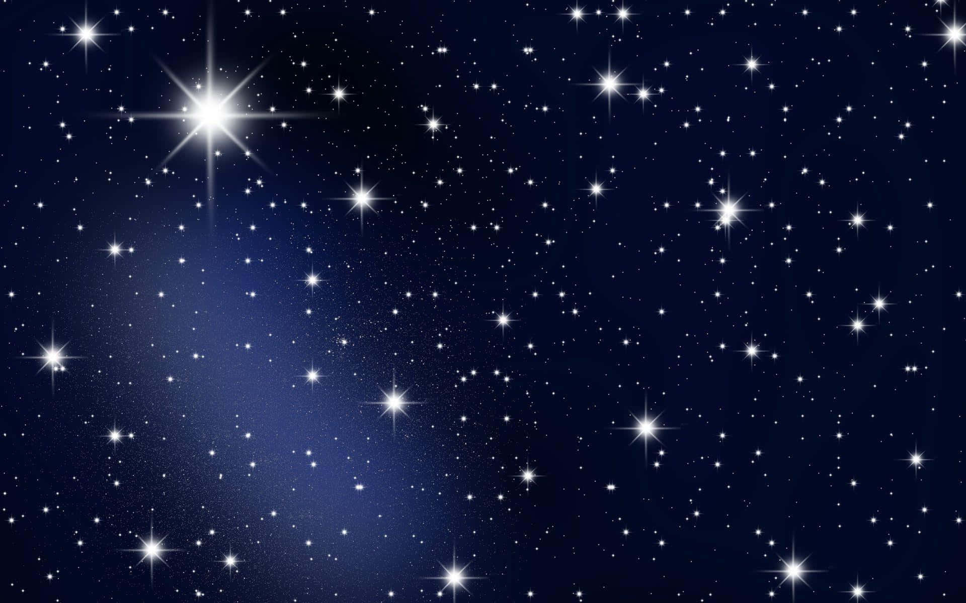 Stars 桌布 壁紙 — 深藍色夜空，佈滿閃爍星星和明亮耀眼的星爆效果。