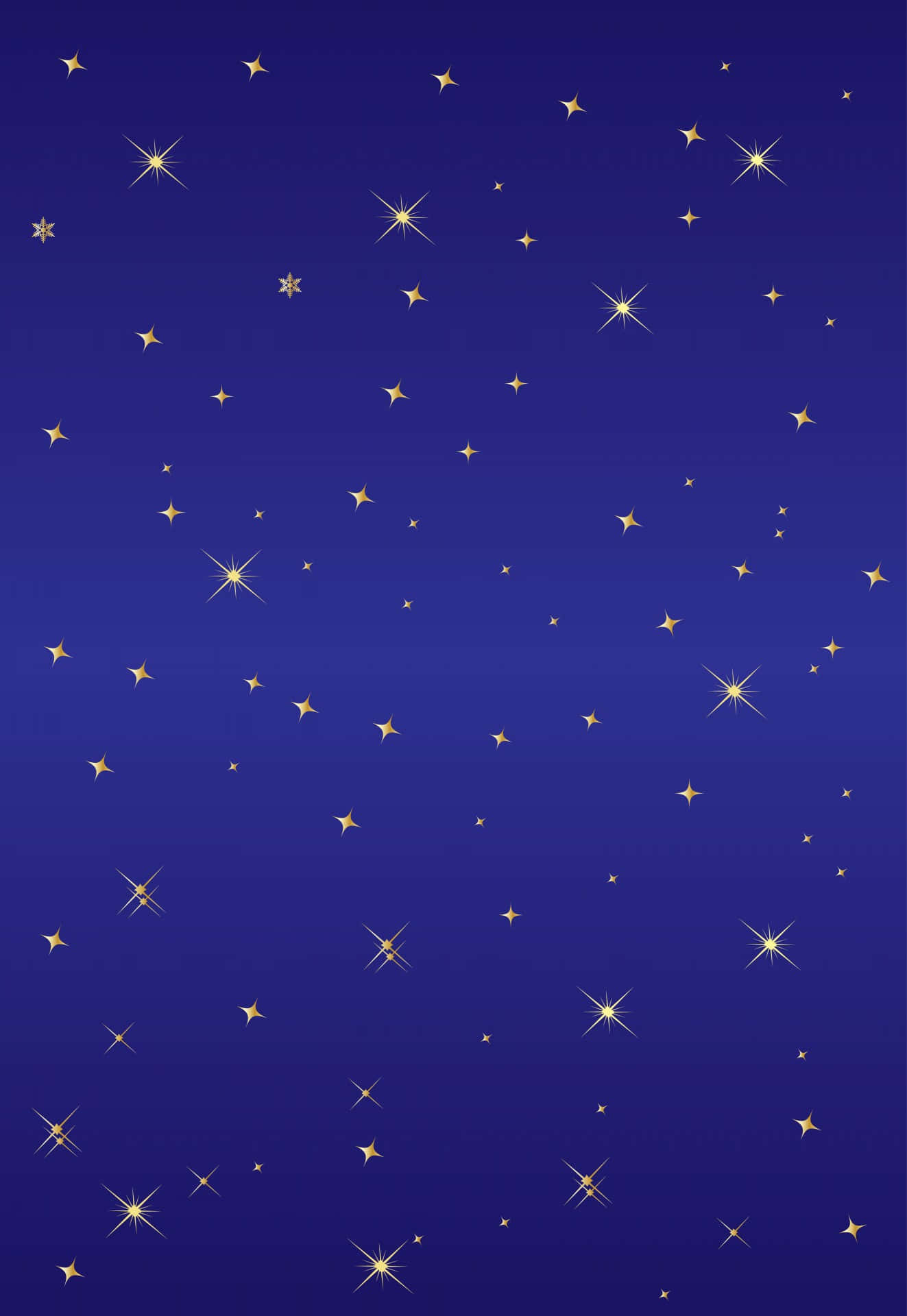 Gold Star 桌布 壁紙 — 深藍色夜空，佈滿閃爍的金色星星，大小和亮度各異。