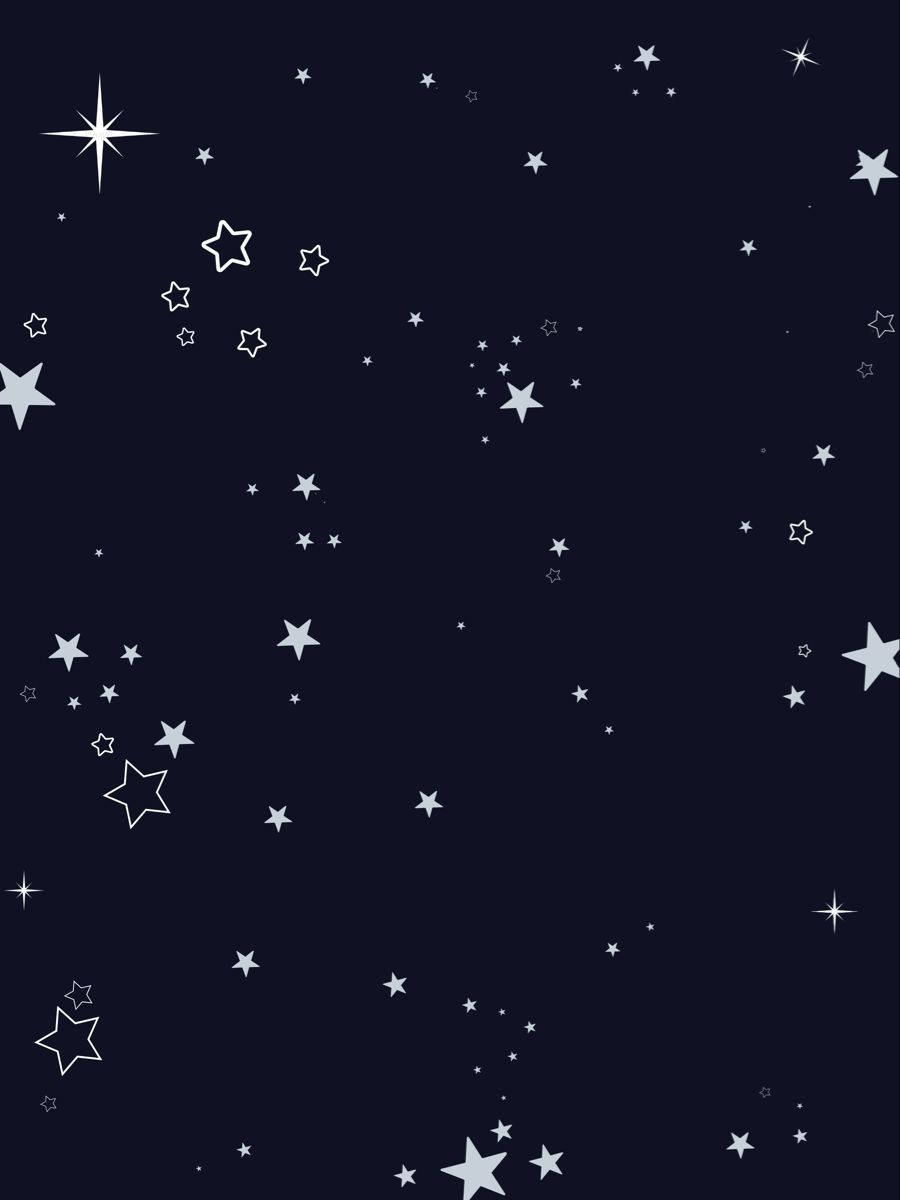 iPad pro cute 桌布 壁紙 — 深藍色夜空，散落著各種大小和形狀的白色星星。