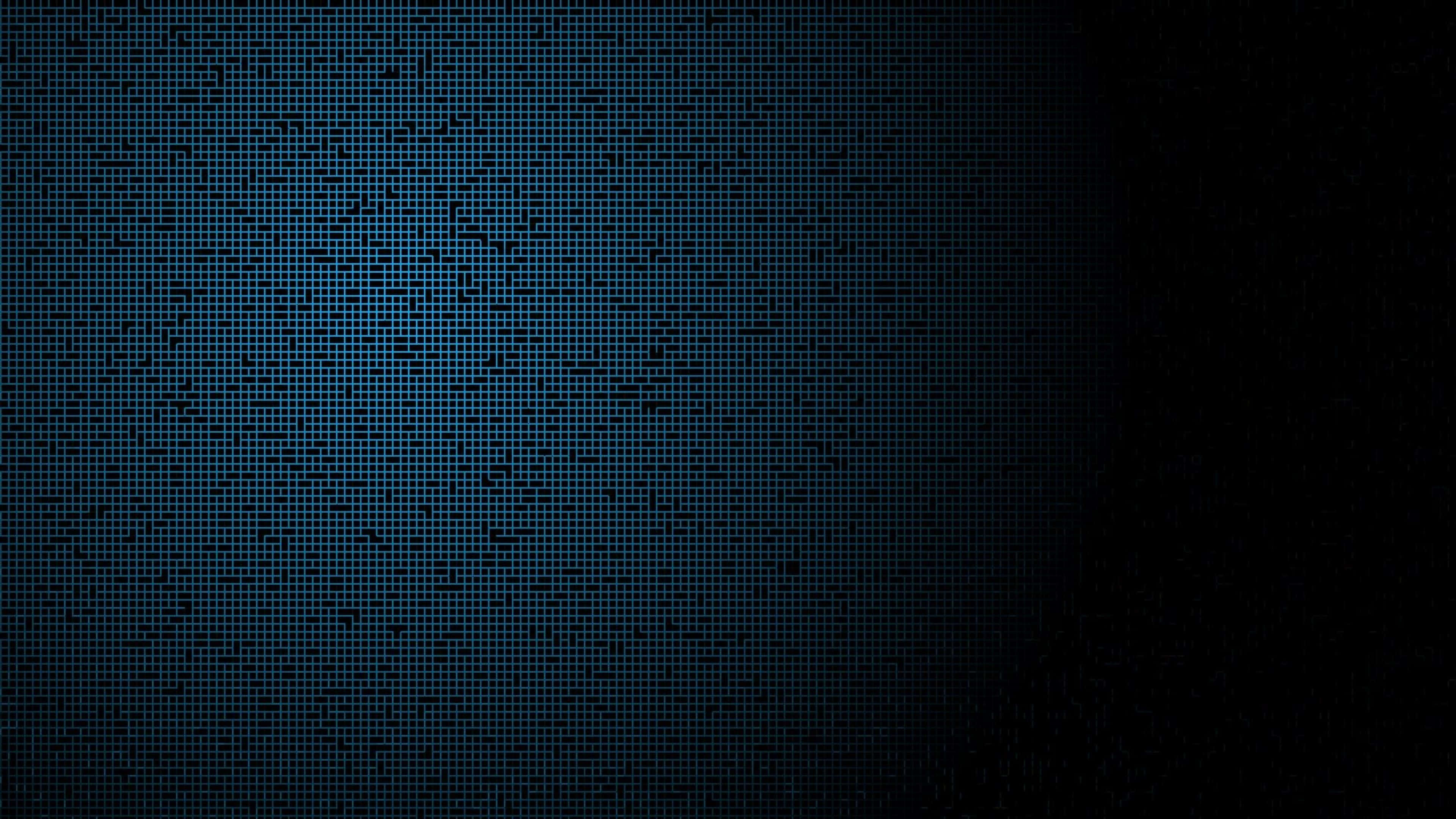 grid 桌布 壁紙 — 深藍色網格圖案，帶有散落的發光點，向右漸變為黑色。
