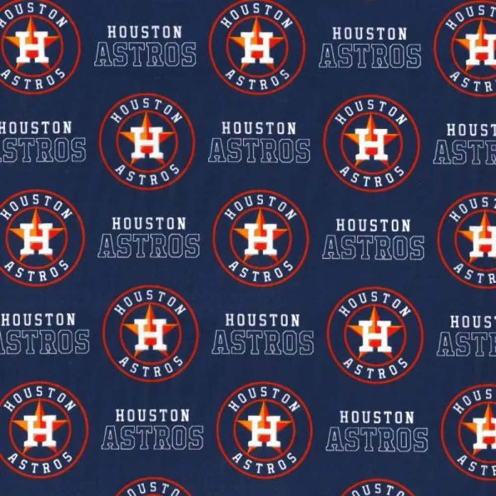 Astros 桌布 壁紙 — 深藍色織物背景上重複的紅色、白色和藍色休士頓太空人隊標誌。