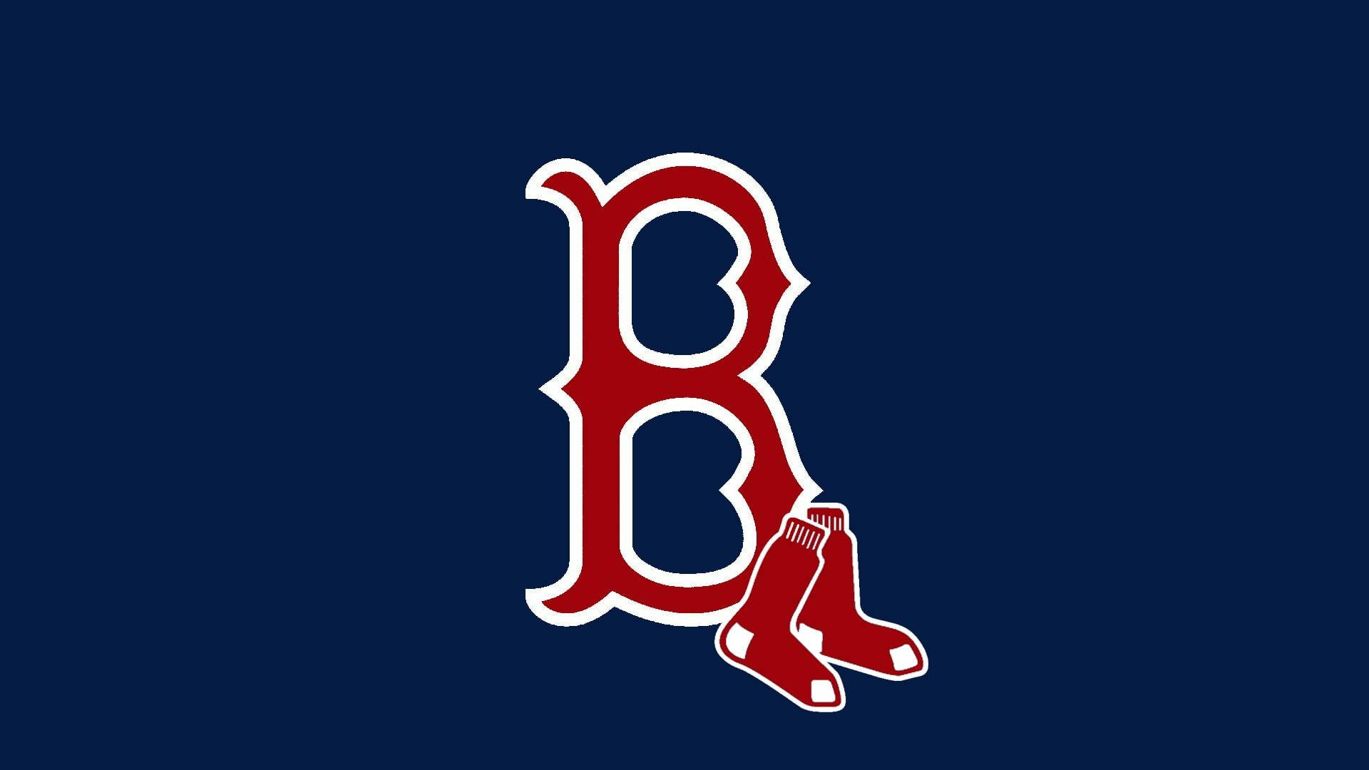 Boston Red Sox 桌布 壁紙 — 深藍色背景上，一個帶有白色輪廓和下方紅色襪子的醒目紅色風格化B。