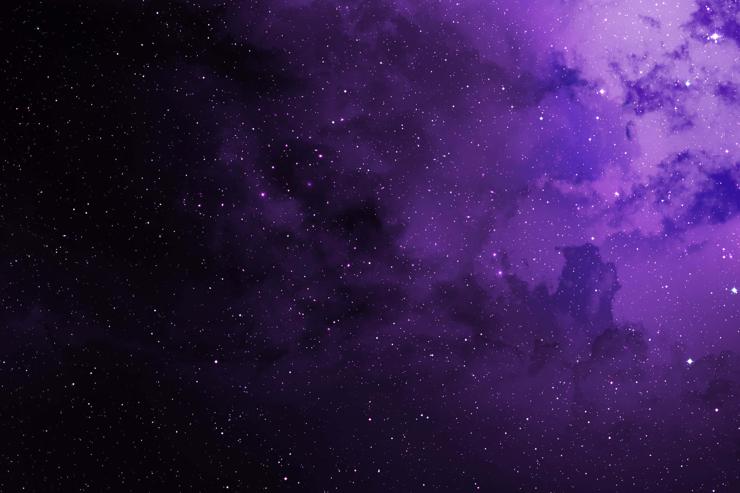 星星動圖 桌布 壁紙 — 深邃紫色星雲的宇宙廣闊空間，點綴著閃爍的星星，映襯著黑暗虛空。
