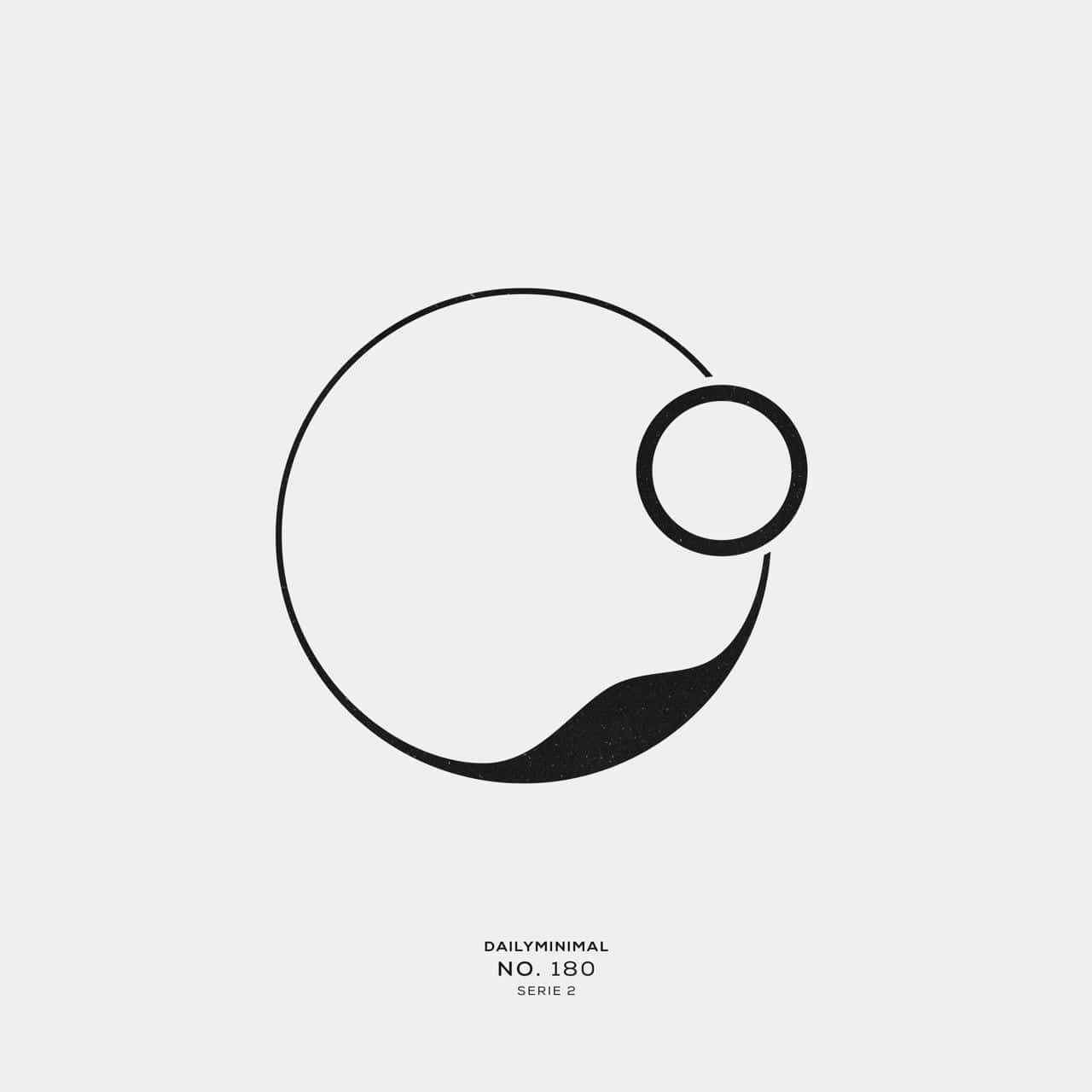 Minimalist Logo 桌布 壁紙 — 淺灰色背景上兩個抽象圓形的極簡黑色線條畫。