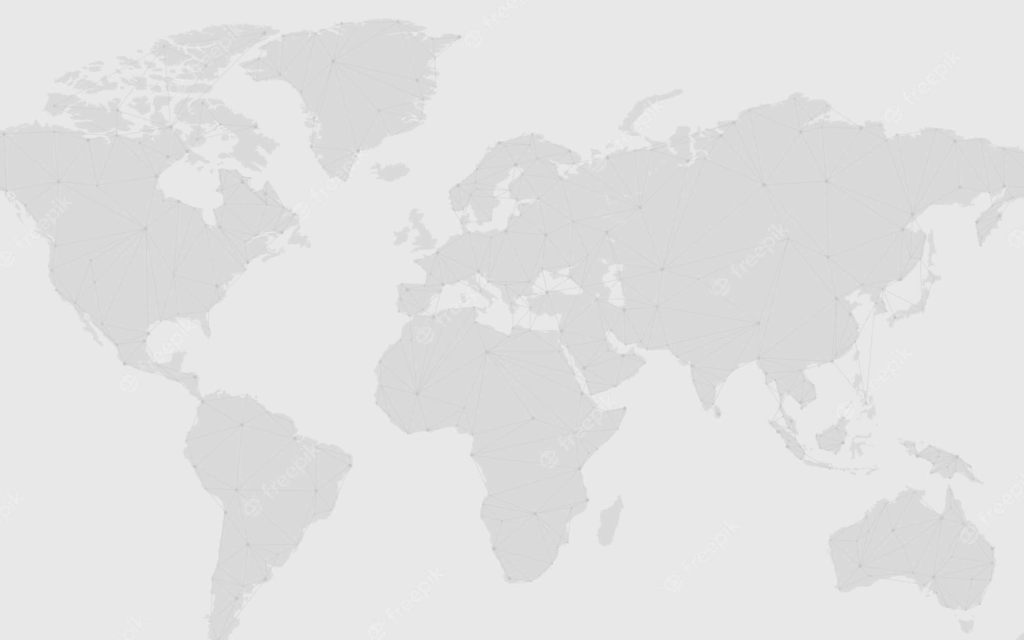 World 桌布 壁紙 — 淺灰色背景上帶有互連點和線的簡約灰色世界地圖。