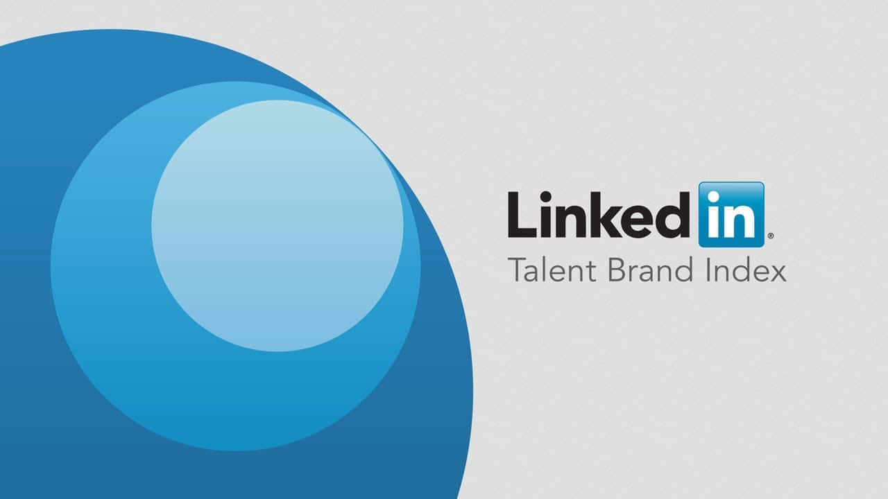 領英 桌布 壁紙 — 淺灰色背景上帶有層疊藍色圓圈的極簡圖形，以及 LinkedIn Talent Brand Index 標誌。