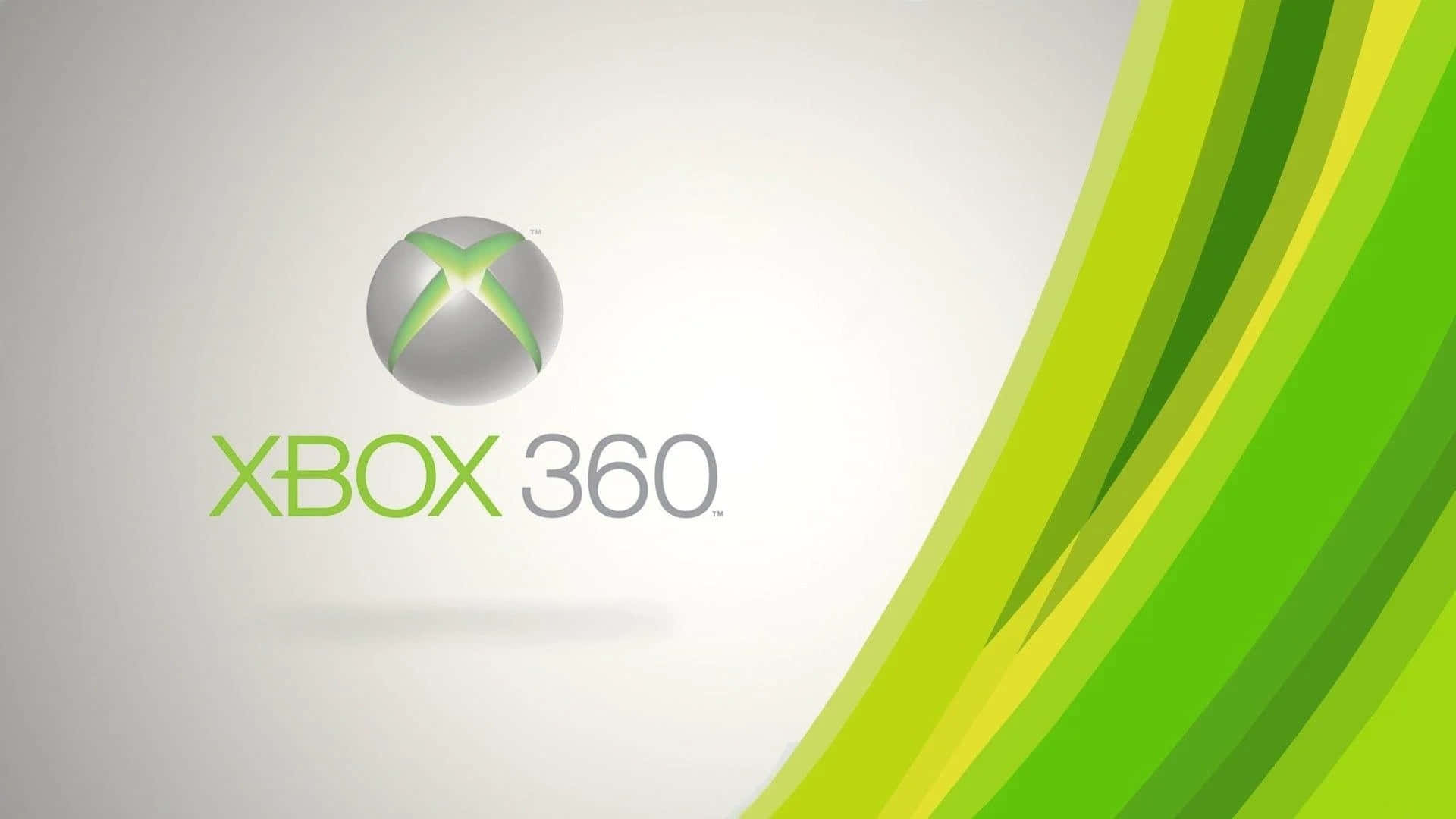 Xbox 桌布 壁紙 — 淺灰色背景上帶有綠色曲線的Xbox 360標誌。