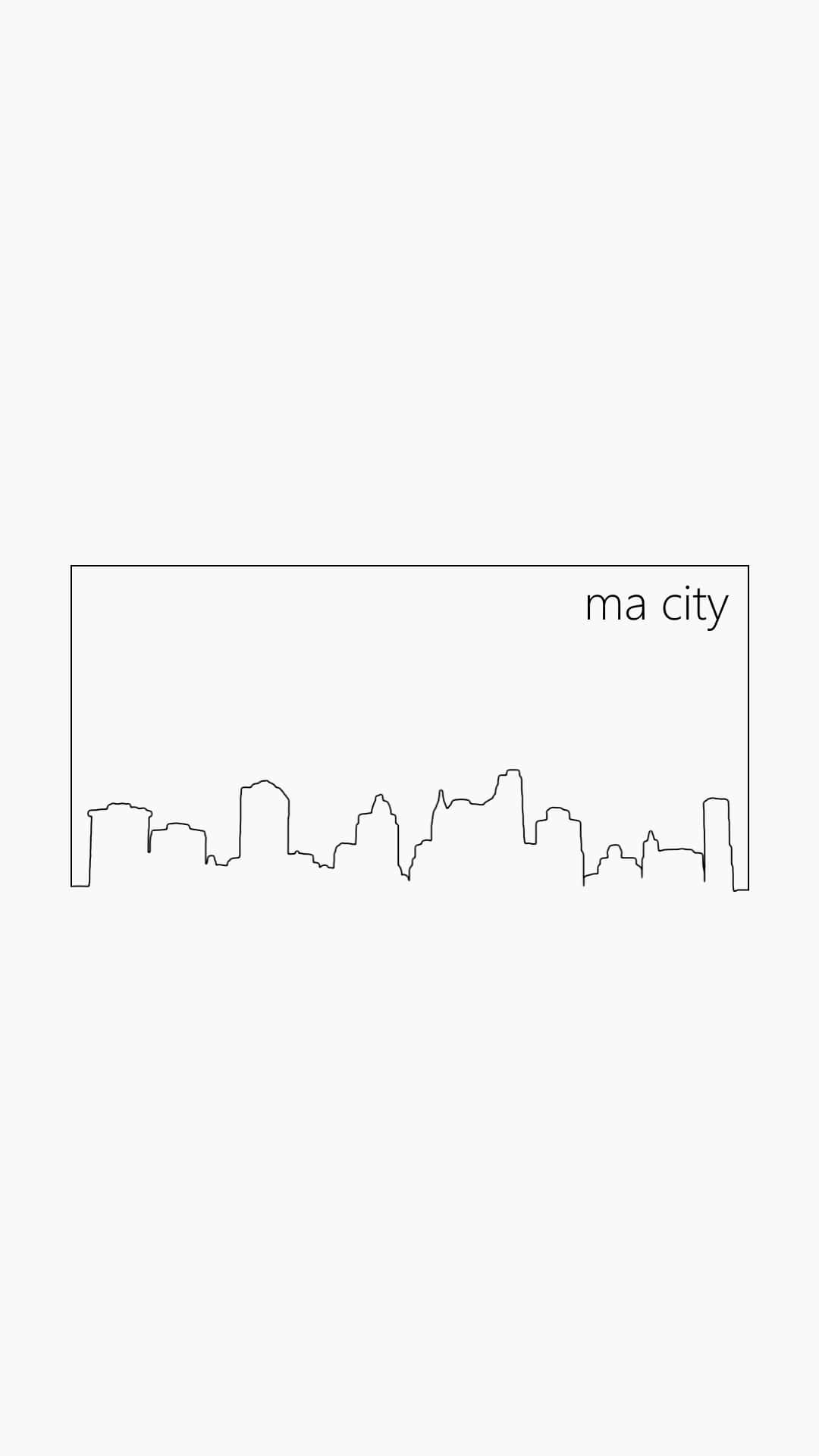 桌布 壁紙 — 淺灰色背景上標有 ma city 的城市天際線極簡黑色線條藝術。