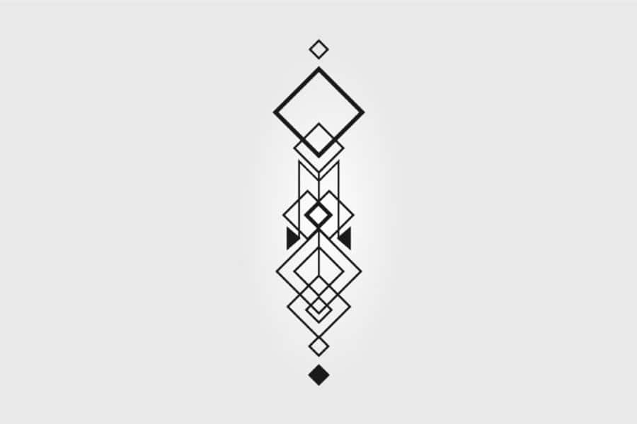 Minimalist HD Geometric Desktop 桌布 壁紙 — 淺灰色背景上由嵌套菱形和三角形組成的極簡黑色幾何圖案。