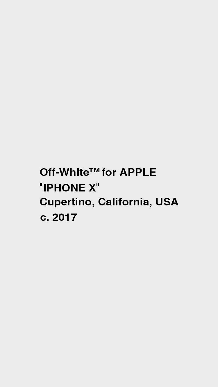 Off White 桌布 壁紙 — 淺灰色背景上的極簡文字藝術宣佈 Off-White 與 Apple 在 2017 年於庫比蒂諾合作推出 iPhone X。