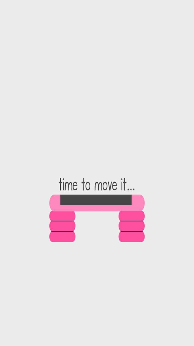 Cute Workout 桌布 壁紙 — 淺灰色背景上的極簡粉色抽象物體，帶有文字 time to move it...