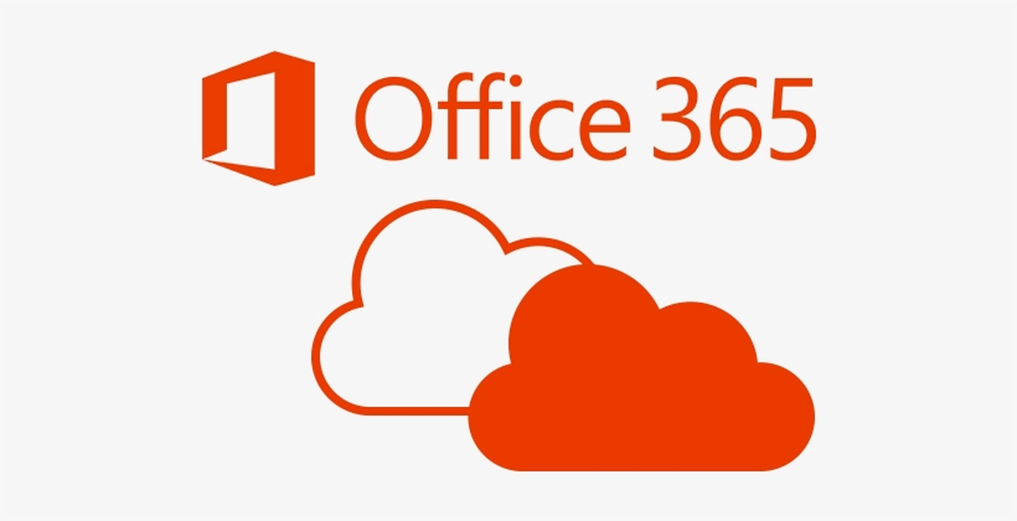 Office 365 桌布 壁紙 — 淺灰色背景上的橙色Office 365標誌及雲端圖示。