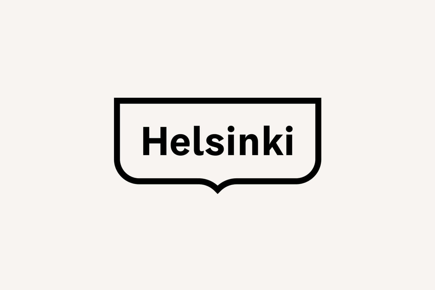 Minimalist Logo 桌布 壁紙 — 淺米色背景上對話框輪廓內的極簡黑色文字 Helsinki。