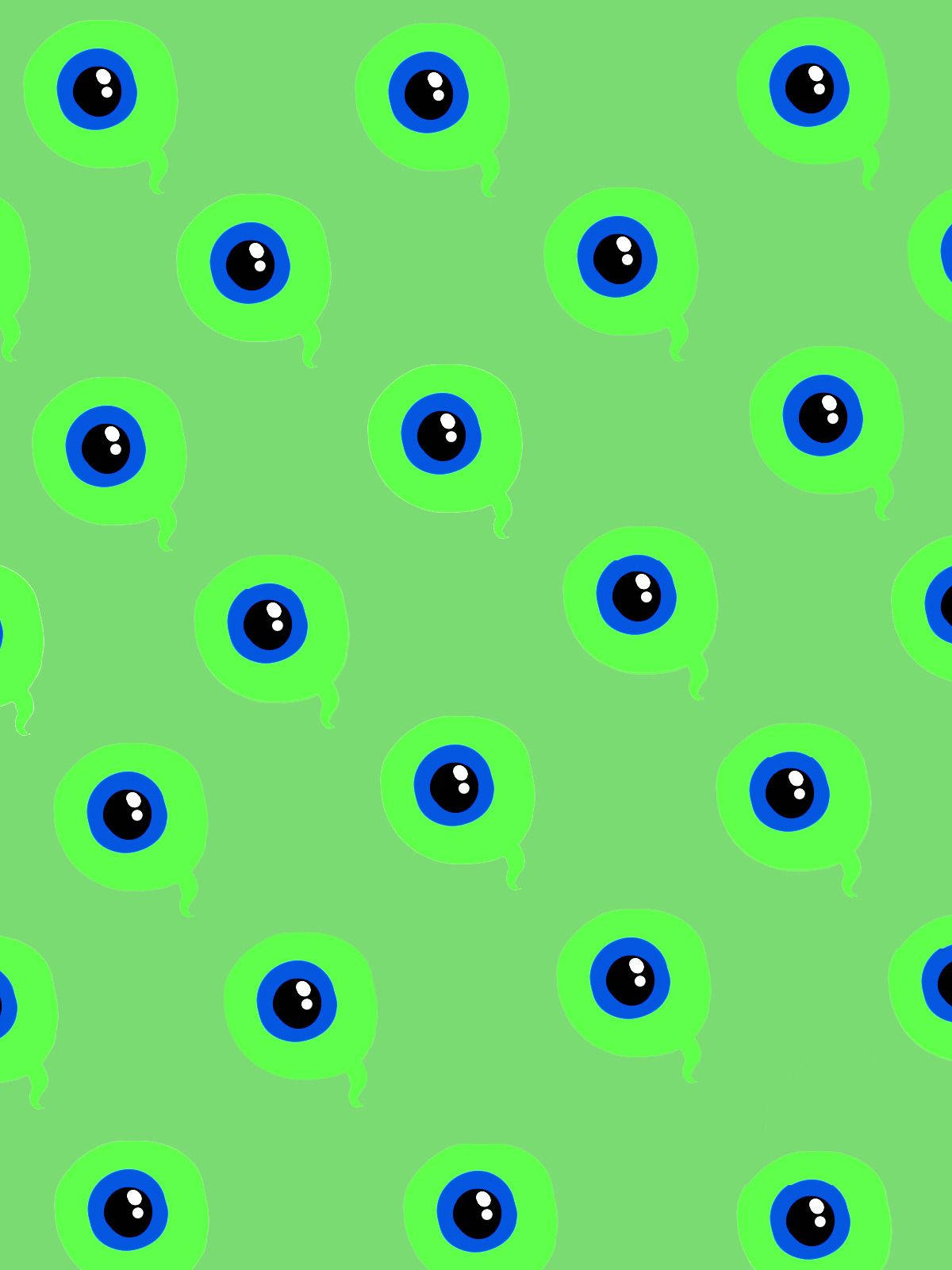 Jacksepticeye 桌布 壁紙 — 淺綠色背景上，綠色對話氣泡中重複出現卡通藍色眼睛的圖案。