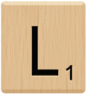 字母 L 桌布 壁紙 — 淺色木製Scrabble字母牌的近距離特寫，顯示黑色粗體字母L，右下角有數字1。