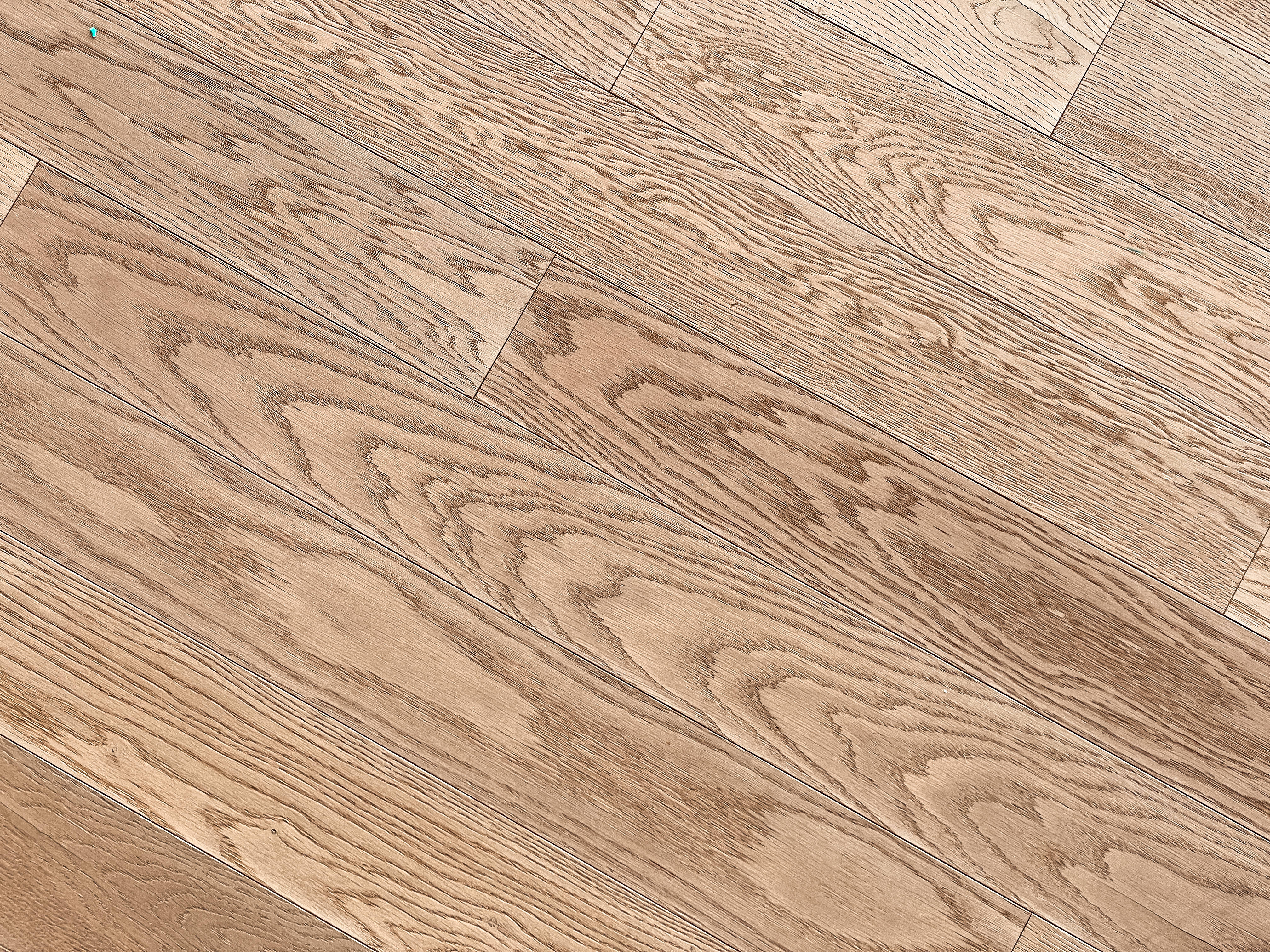 Wood Texture 桌布 壁紙 — 淺色橡木硬木地板近距離特寫，展現天然木紋圖案和細微木節。
