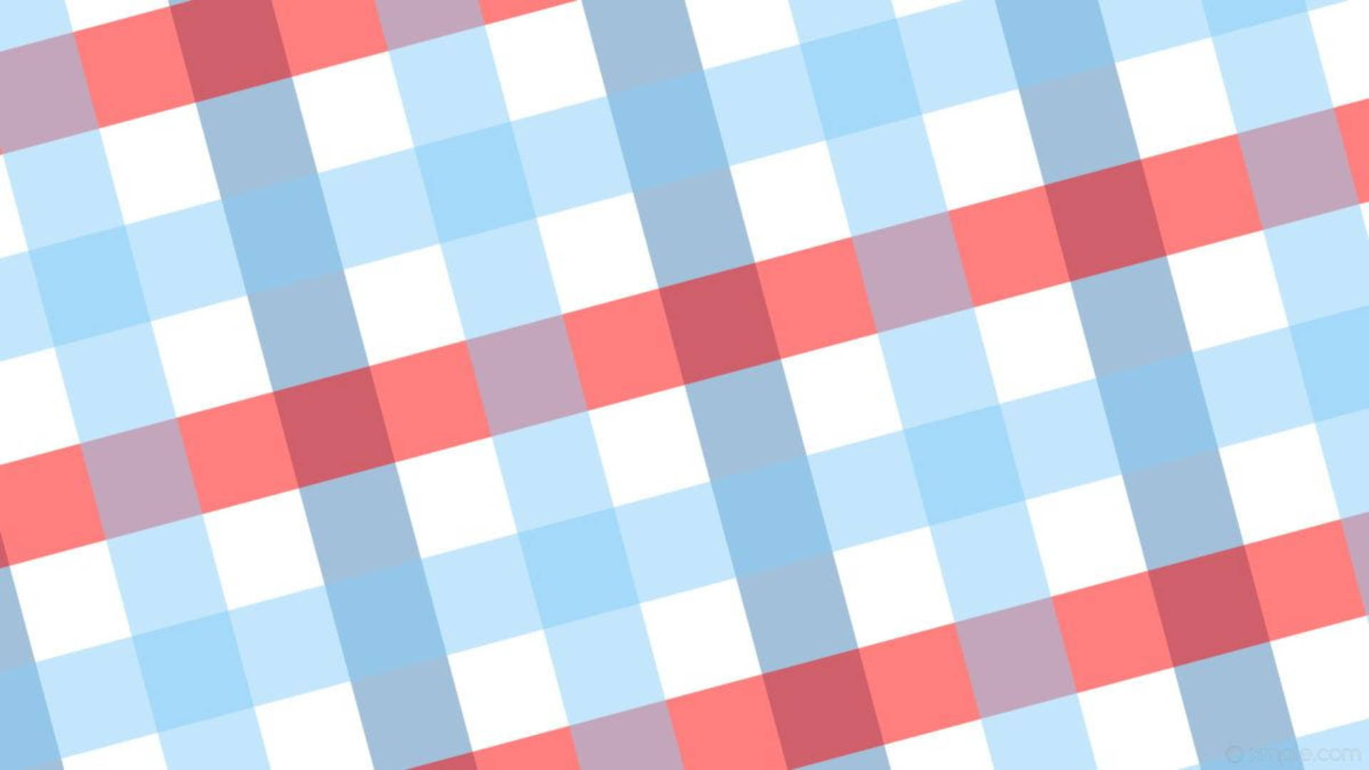 Checkered 桌布 壁紙 — 淺藍珊瑚色和白色方塊的對角線格紋圖案，營造出歡快的復古紡織設計。