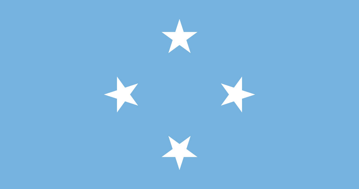 Micronesia 桌布 壁紙 — 淺藍色背景上有四顆白色五角星排列成菱形圖案。