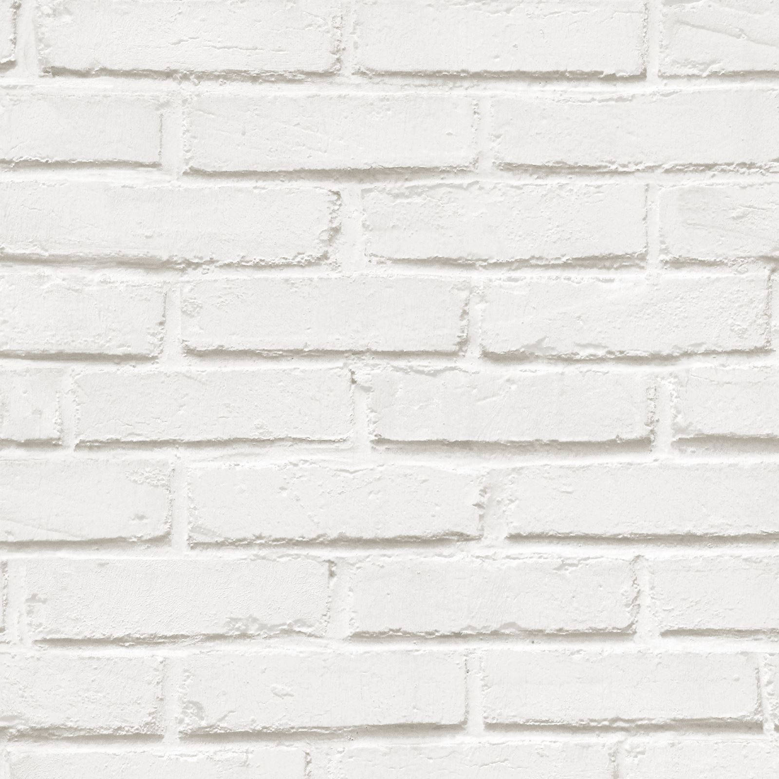 White Brick 桌布 壁紙 — 清潔白色磚牆的特寫，帶有紋理砂漿線和微妙陰影。