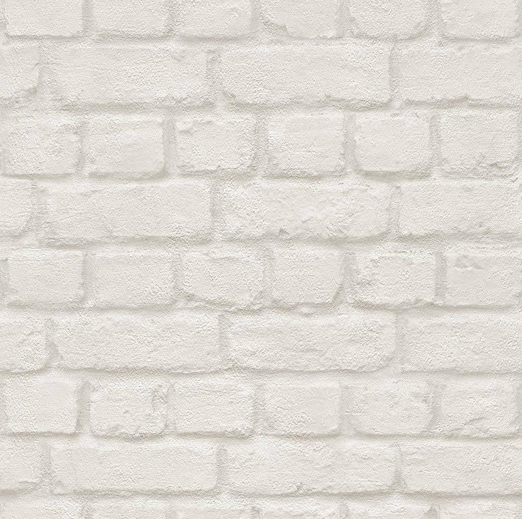 White Brick 桌布 壁紙 — 清潔白色磚牆的特寫，帶有紋理砂漿線條和微妙陰影。