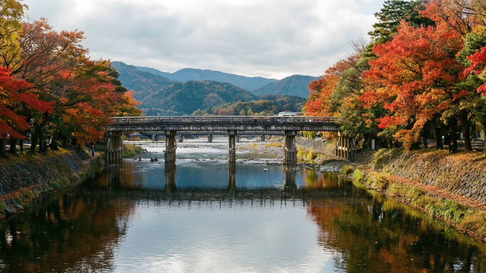 渡月橋秋景 壁紙