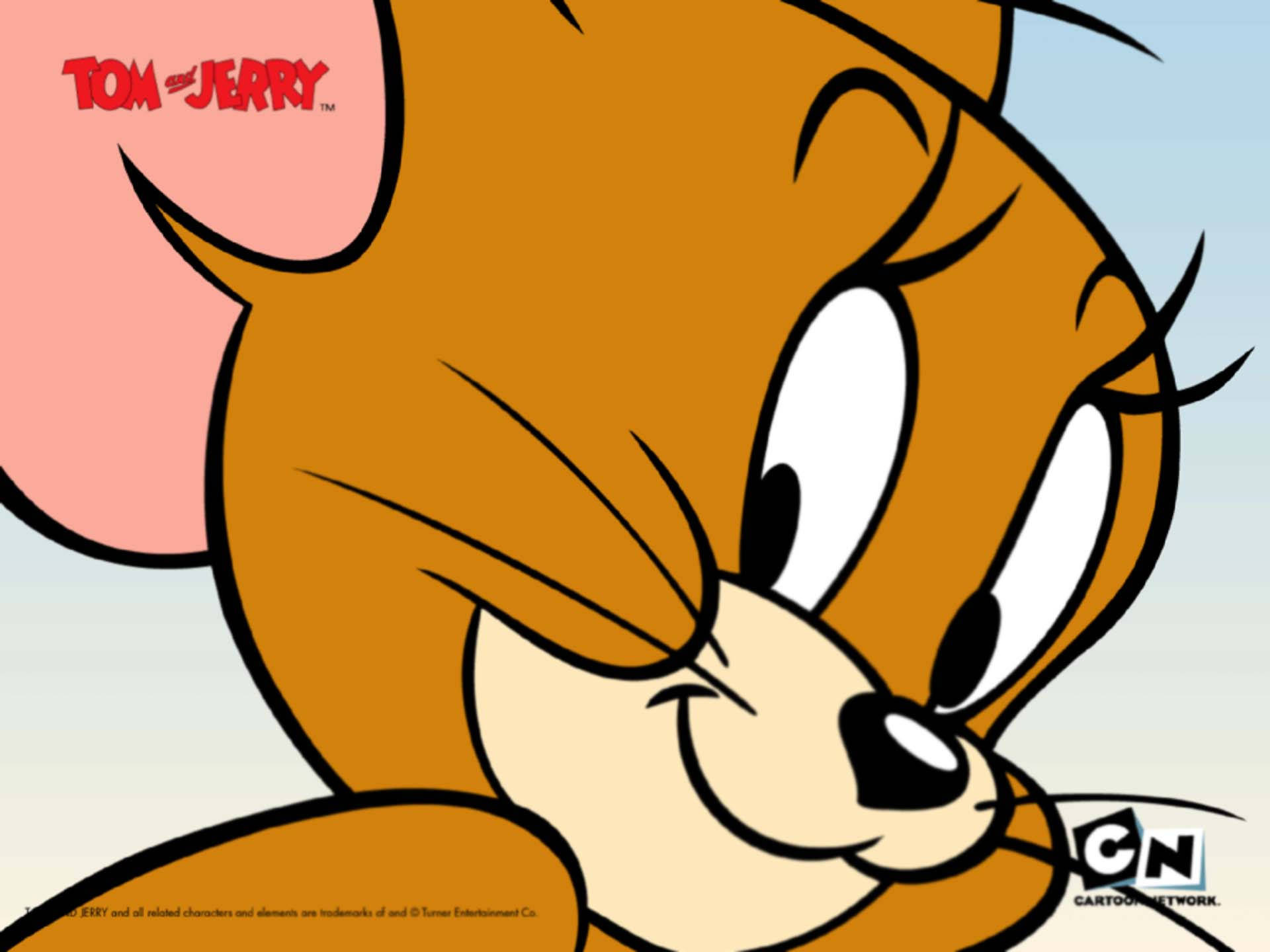 Jerry 桌布 壁紙 — 湯姆與傑利中傑利老鼠的特寫，帶有得意的笑容和大眼睛，背景為柔和漸變色。