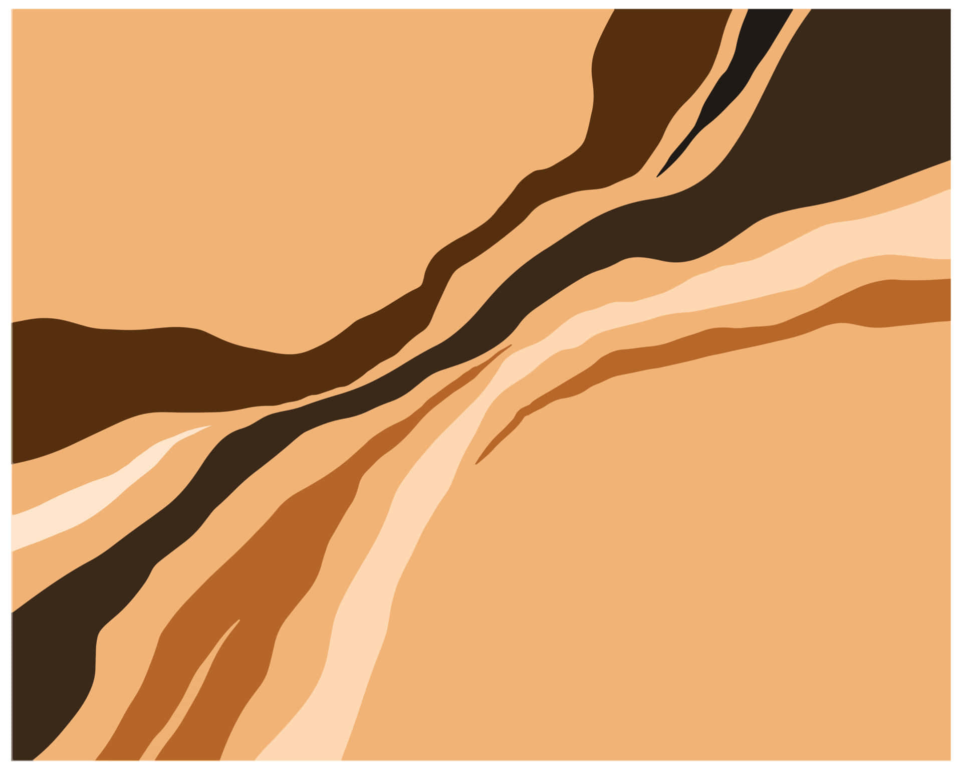 Brown Abstract 桌布 壁紙 — 溫暖大地色調的抽象流動條紋，營造出動感極簡的構圖。