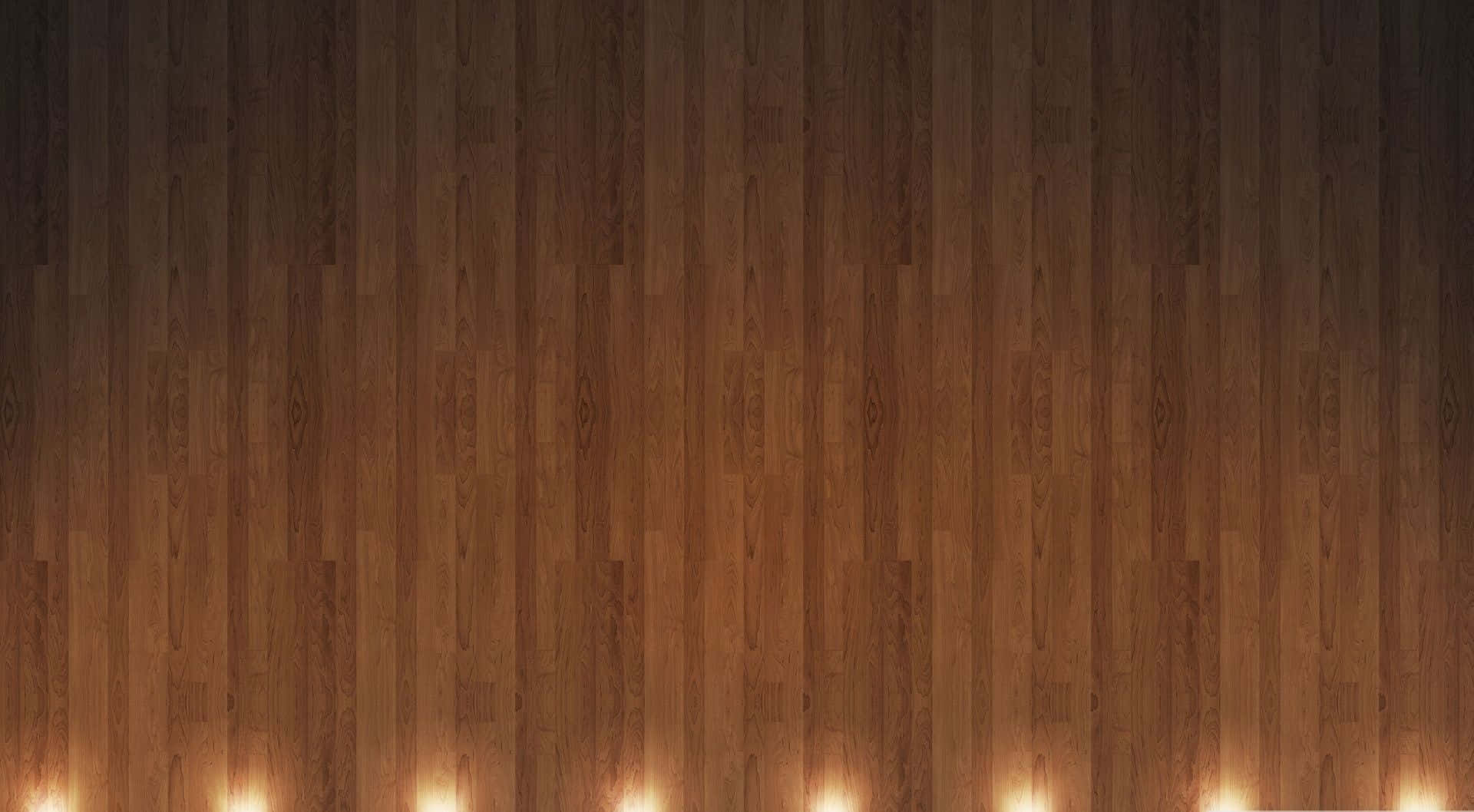 Wooden 桌布 壁紙 — 溫暖木地板條，底部邊緣有柔和發光燈光照明。