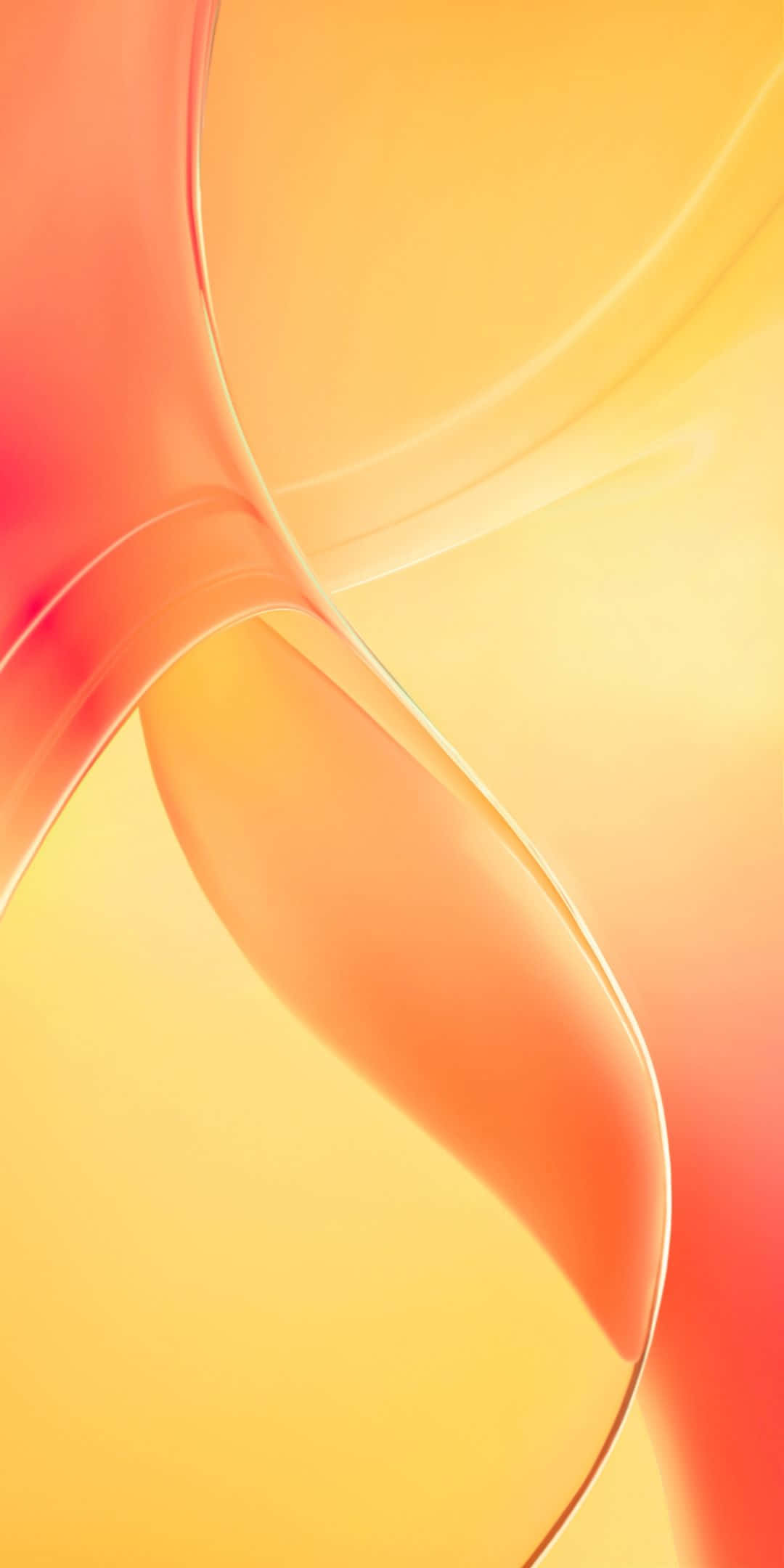 Xiaomi 桌布 壁紙 — 溫暖橙色、黃色和紅色漸變中充滿活力的抽象流動曲線，創造出動態的現代數位藝術構圖。