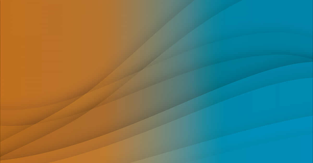 Orange And Blue 桌布 壁紙 — 溫暖橙色與清涼藍色的平滑流動波浪融合成寧靜的抽象漸變背景。
