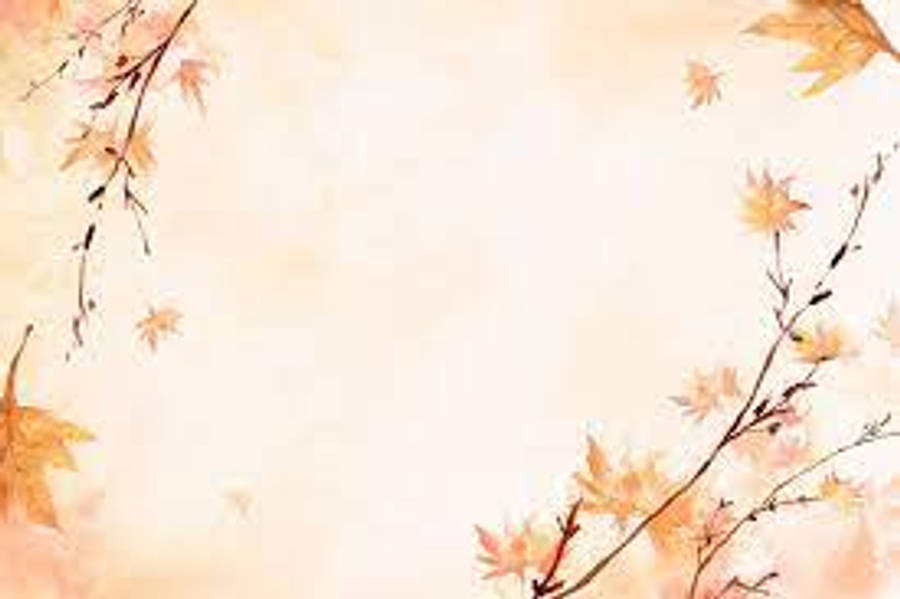Backgrounds 桌布 壁紙 — 溫暖琥珀色調的精緻秋季楓葉，以柔和的水彩洗滌勾勒出柔軟的奶油色背景。