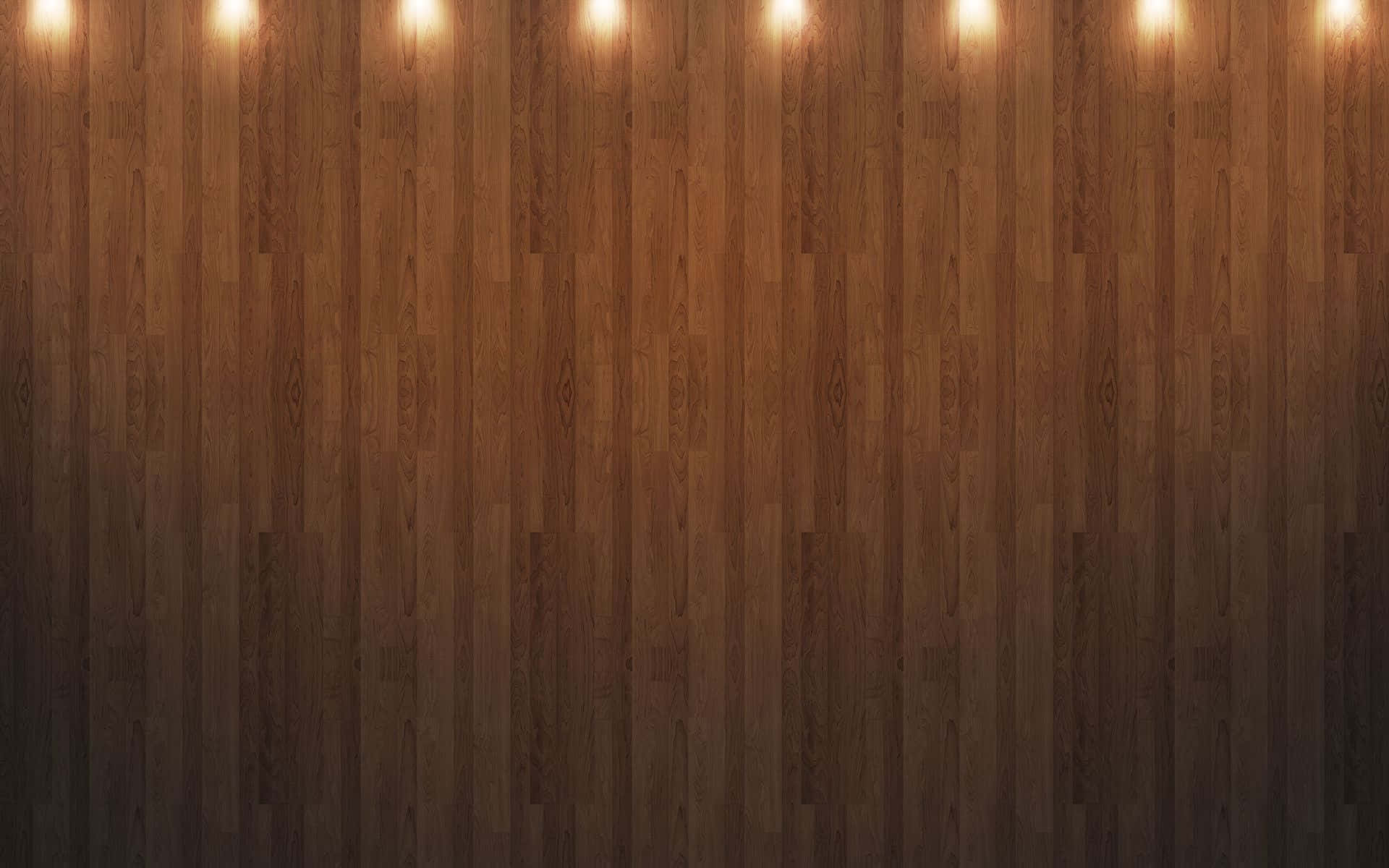 Wood Floor 桌布 壁紙 — 溫暖的木地板被柔和的天花燈光照亮，營造出舒適的氛圍。