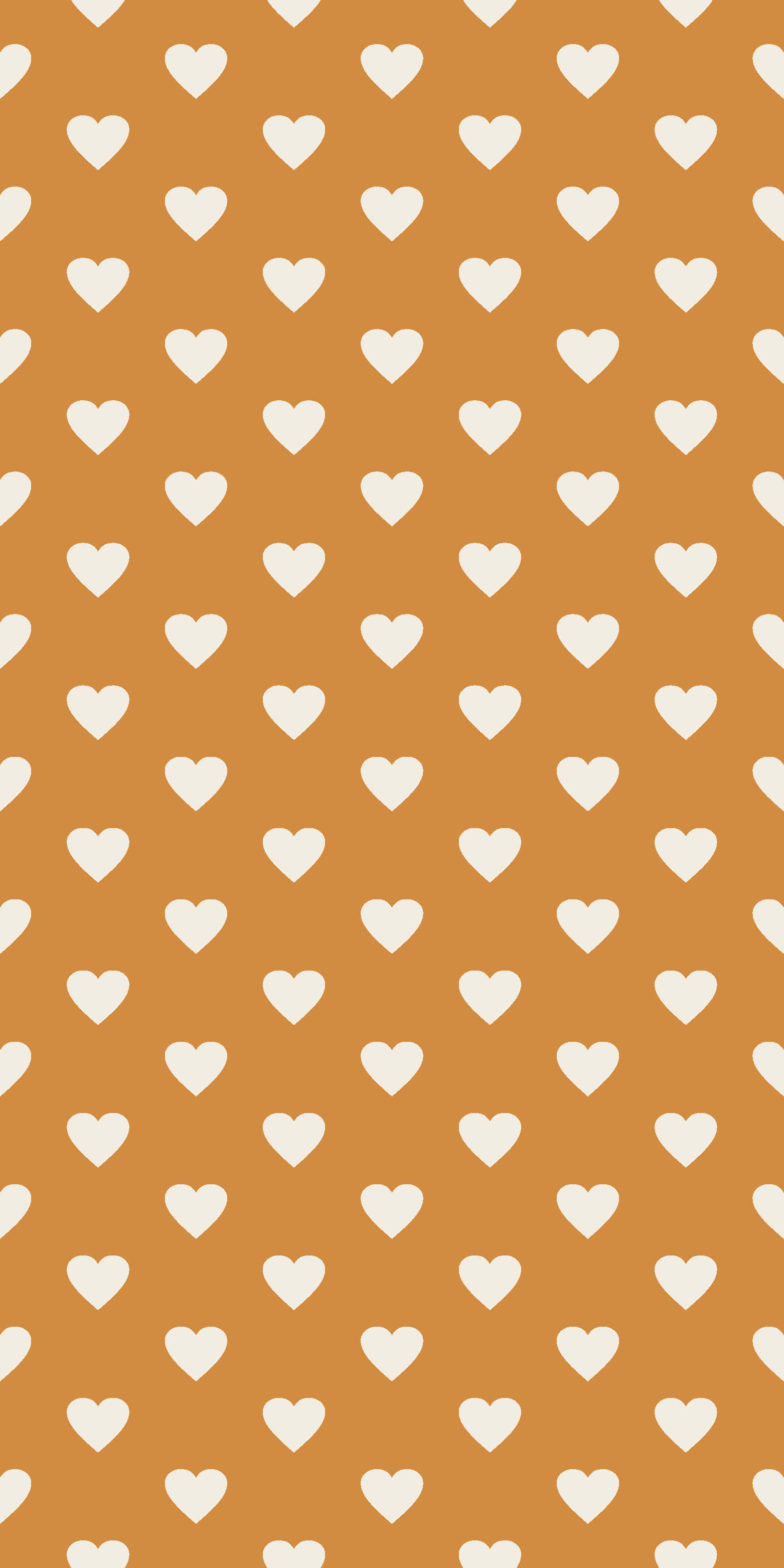 Heart Pattern 桌布 壁紙 — 溫暖的陶土色背景，飾有均勻間隔的白色心形重複圖案。