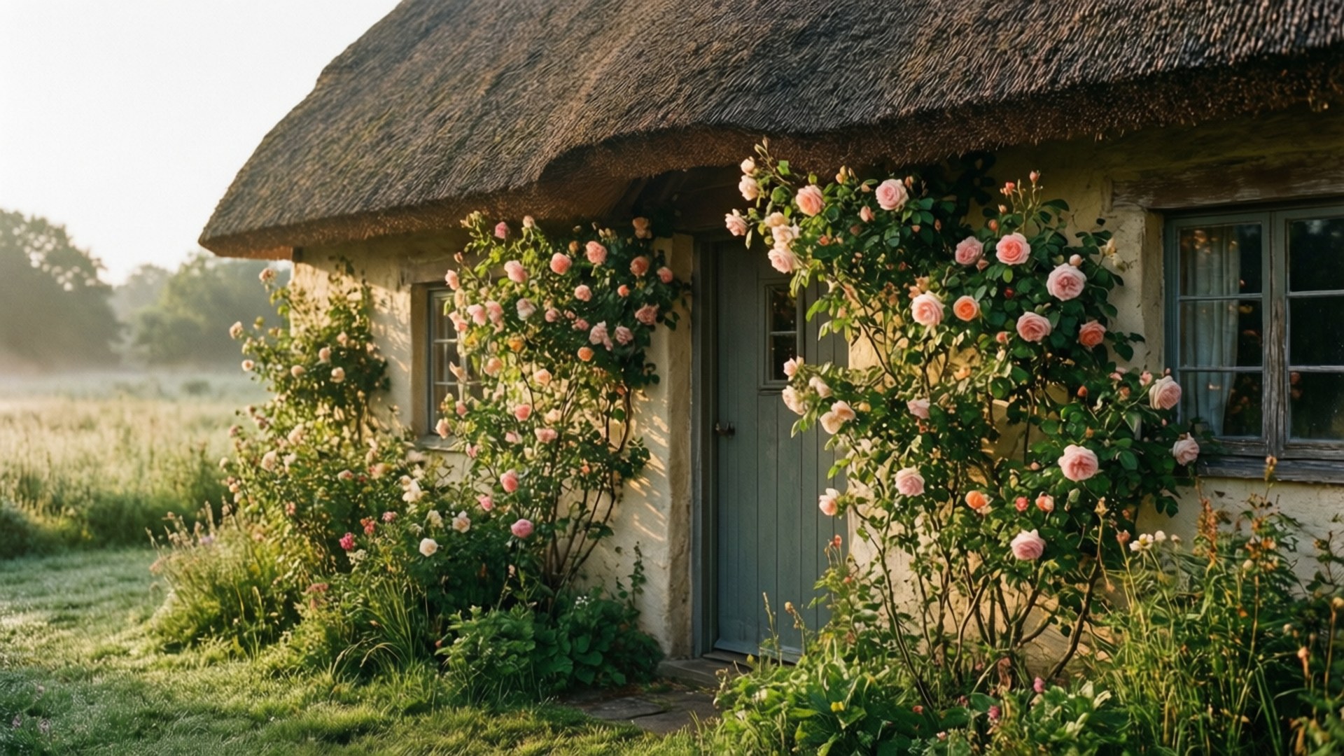 溫馨玫瑰小屋 壁紙