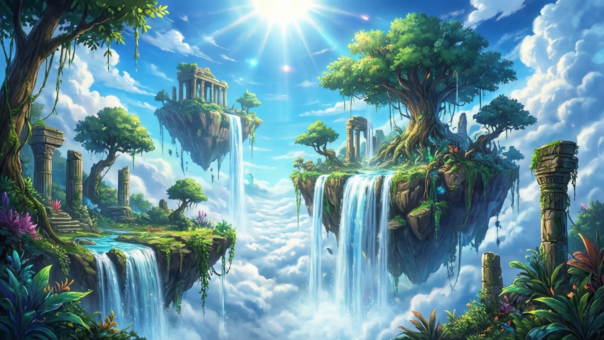 漂浮島嶼幻想 壁紙