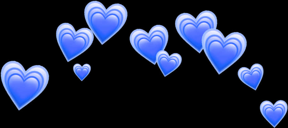 Heart Tumblr 桌布 壁紙 — 漂浮的藍色漸變心形，帶有柔和的高光，在純黑色背景上飄移。