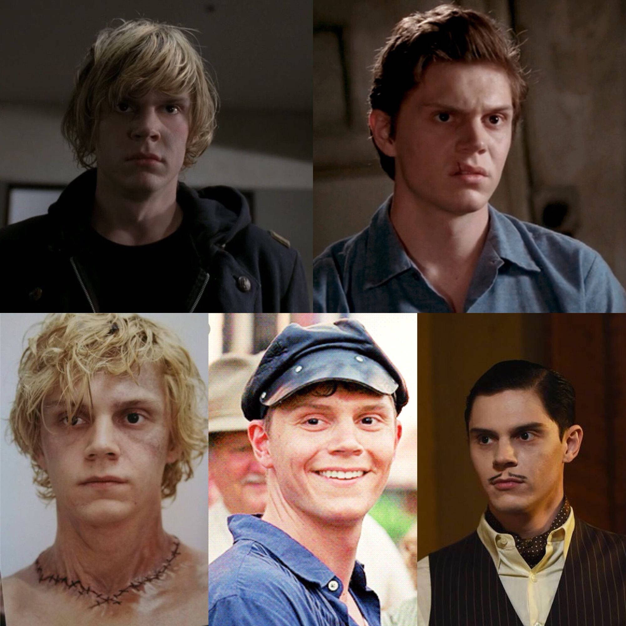 Tate Langdon 桌布 壁紙 — 演員Emil Eifrem在不同角色和表情中的四個不同肖像的拼貼畫。