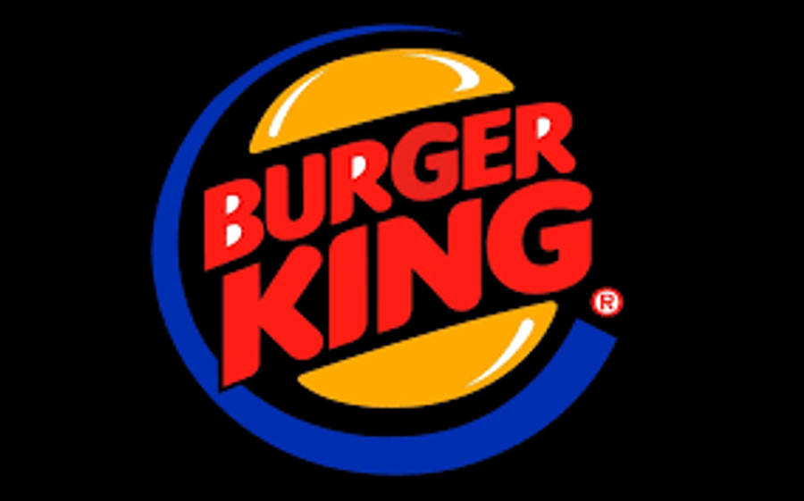 Burger King 桌布 壁紙 — 漢堡王標誌，紅色文字和黃色麵包，黑色背景。