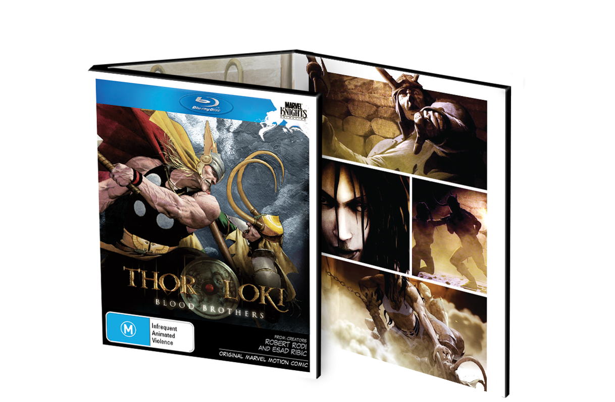 洛基 桌布 壁紙 — 漫畫書封面 featuring Thor 和 Loki 在動態戰鬥姿勢中，帶有戲劇性燈光和粗體字體。