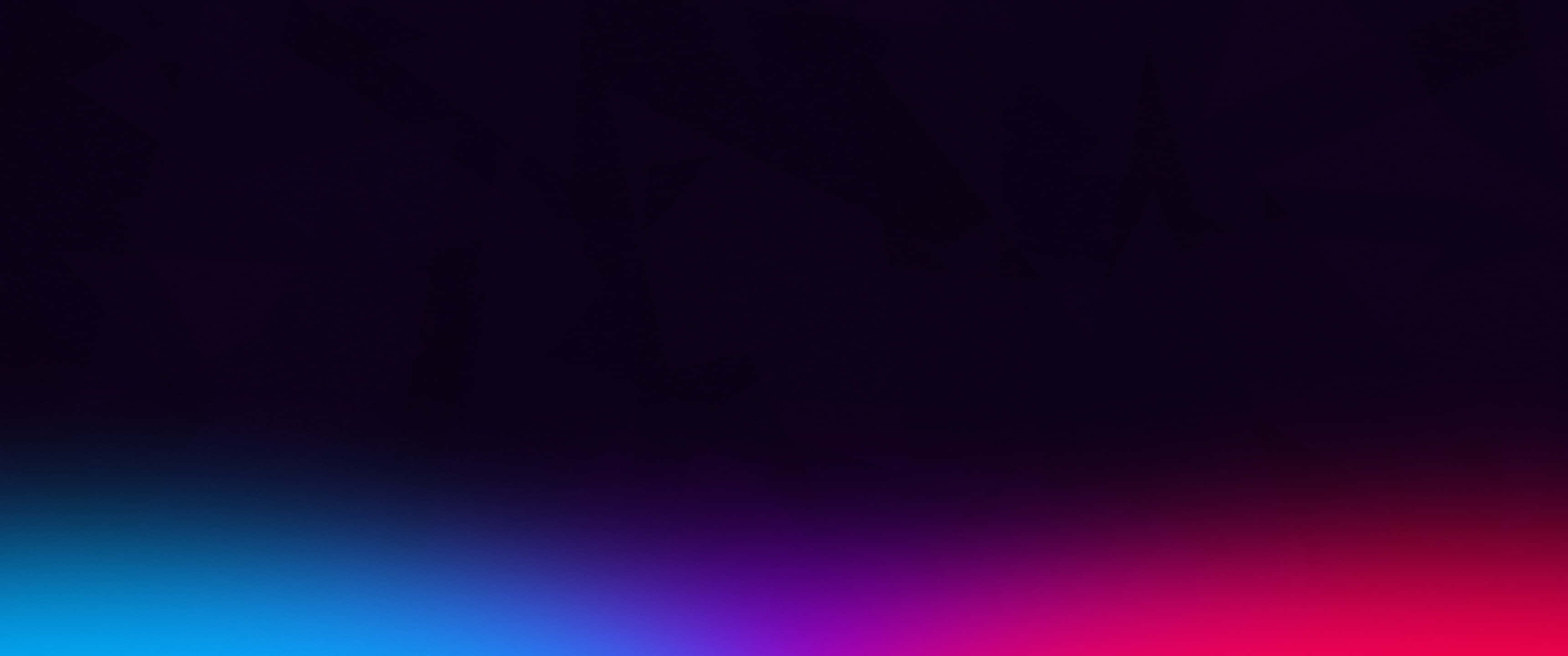 3440x1440 Neon 桌布 壁紙 — 漸層背景由深黑色過渡到底部充滿活力的藍色、紫色和洋紅色色調。