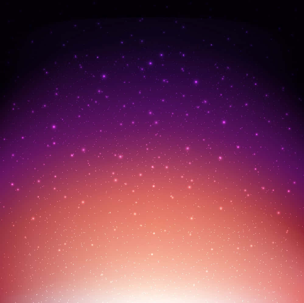 Starry Sky 桌布 壁紙 — 漸變天空從深紫色過渡到溫暖的珊瑚色，點綴著閃爍的星星，背景是黑暗的宇宙。