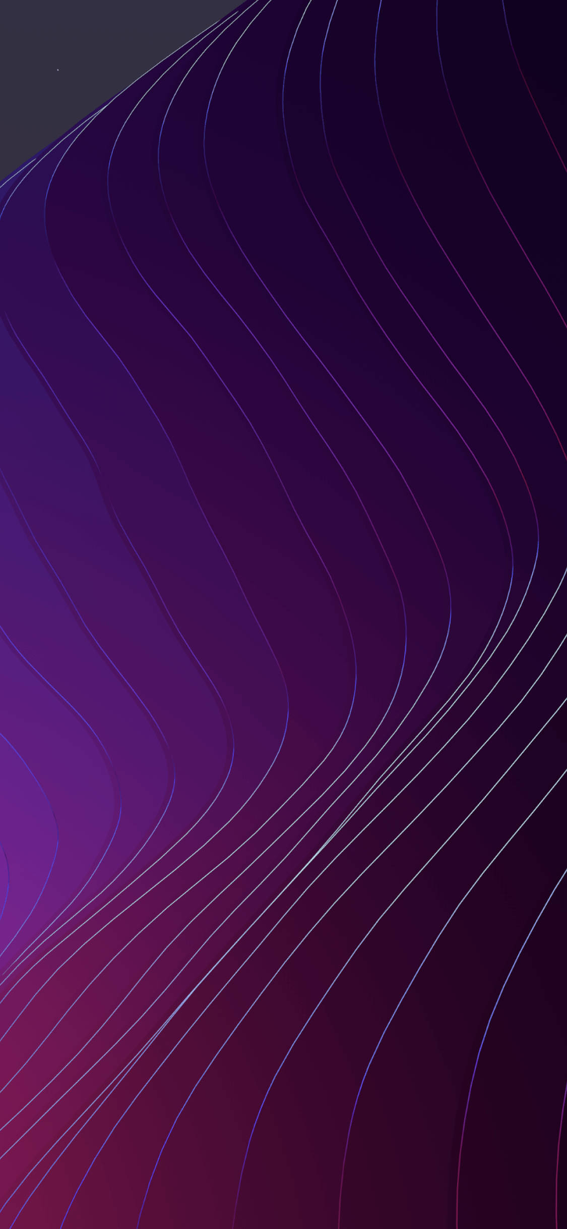 Purple iPhone 桌布 壁紙 — 漸變紫色和洋紅色的流動波浪線條，營造出時尚的抽象數位桌布。