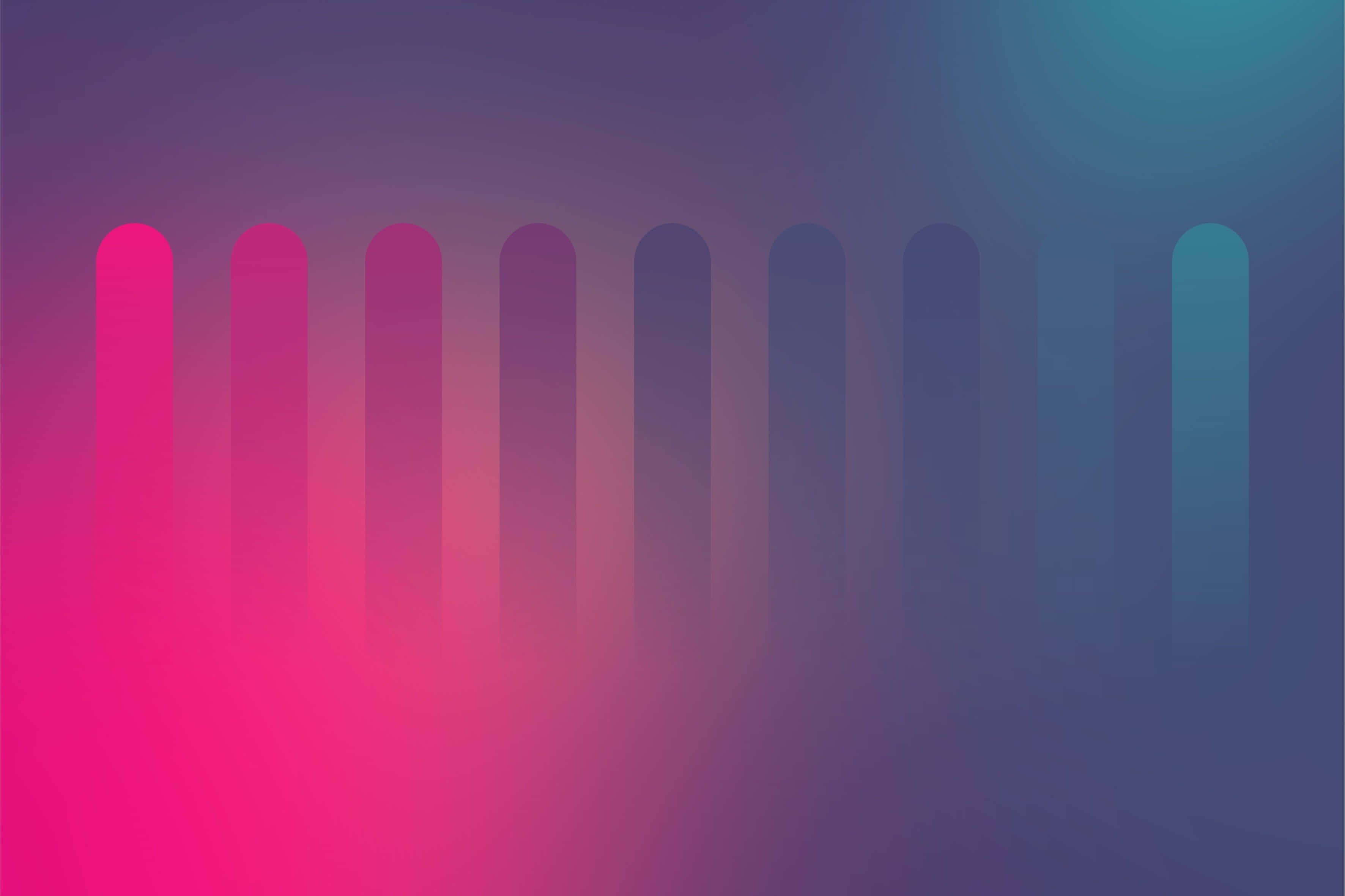 Minimalist Colorful 桌布 壁紙 — 漸變背景，帶有垂直圓角條，從粉紅色漸變到藍綠色，呈現柔和抽象設計。